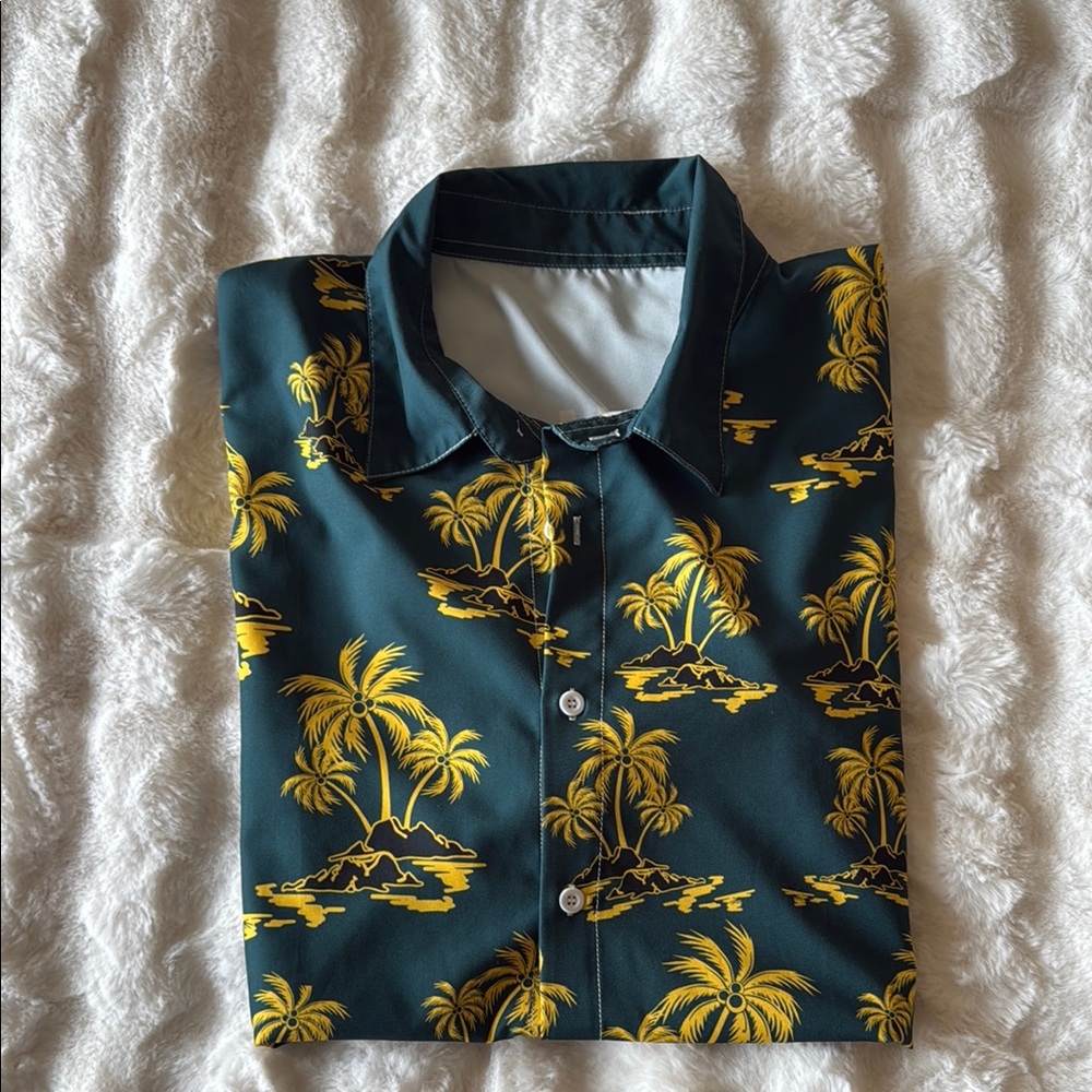 Source Unknown Green and Yellow Casual Button Down Shirt